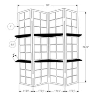 1" x 59" x 70" Cappuccino-4 Panel-2 Display Shelves - Folding Screen