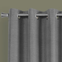 84" Grey Polyester Two Pieces Solid Blackout Curtain Panel