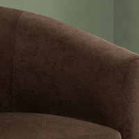 29.5" Dark Brown Abstract Velvet, Foam, Solid Wood, & Metal Swivel Accent Chair