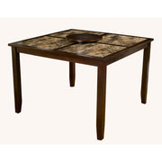 Faux Marble Top Large Pub Table With Removable Lazy Susan, Brown