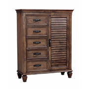 Wooden Man's Chest With Drawers & Doors, Burnished Oak Brown