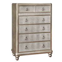 Wooden Chest With 6 Drawers, Metallic & platinum (Gold)