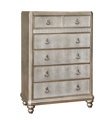 Wooden Chest With 6 Drawers, Metallic & platinum (Gold)