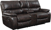Wooden Motion Loveseat With Storage Console, Brown