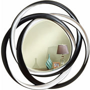 Round Accent Mirror, Black And Silver