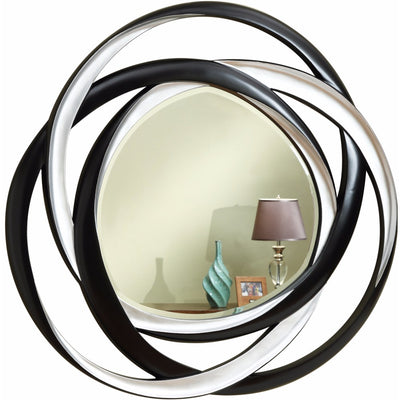 Round Accent Mirror, Black And Silver