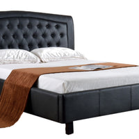 Padded Upholstered California King Size Platform Bed, Black