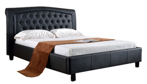 Padded Upholstered California King Size Platform Bed, Black