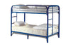 Metal Based Twin Over Twin Bunk Bed With Side Ladders, Blue