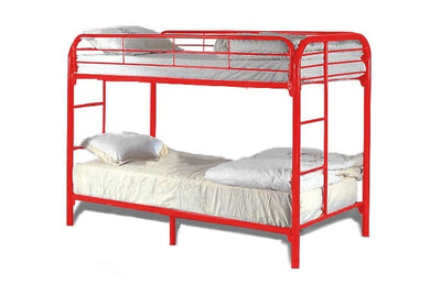 Metal Based Sturdy Twin Over Twin Bunk Bed, Red