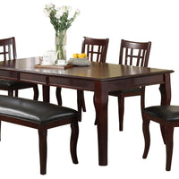 Rectangular Dining Table With Sturdy Legs, Cherry Brown