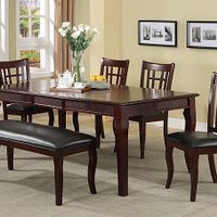 Rectangular Dining Table With Sturdy Legs, Cherry Brown