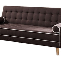 Futon Sofa Bed With Matching Bolsters, Dark Brown