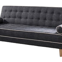 Upholstered Futon Sofa Bed With Matching Bolsters, Gray
