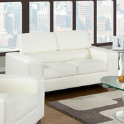 Leatherette Upholstered Contemporary Love Seat, White