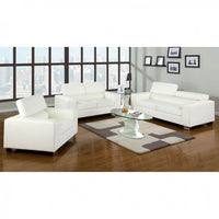 Leatherette Upholstered Contemporary Sofa, White