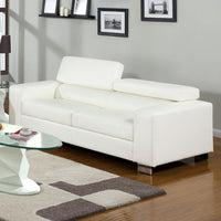 Leatherette Upholstered Contemporary Sofa, White