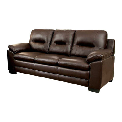 Sofa In Leatherette With Tufted Back, Brown