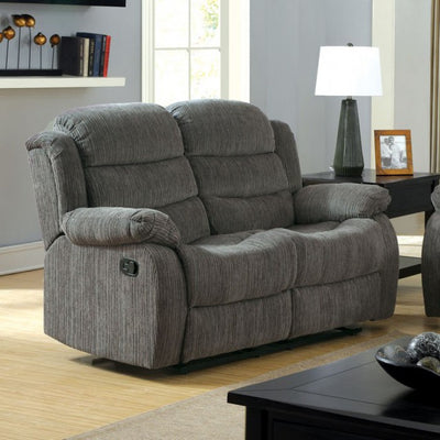 Chenille Fabric Transitional Motion Love Seat, Gray