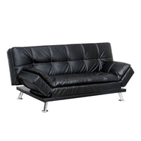 Leatherette Upholstered Contemporary Futon Sofa With Tufted Design, Black