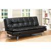 Leatherette Upholstered Contemporary Futon Sofa With Tufted Design, Black