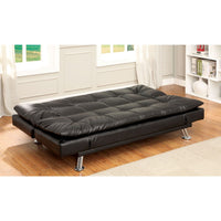 Leatherette Upholstered Contemporary Futon Sofa With Tufted Design, Black