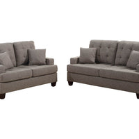 Polyfiber 2 Piece Sofa Set With Plush Cushion, Gray