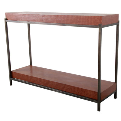 Metal Framed MDF Console Table, Brown & Black