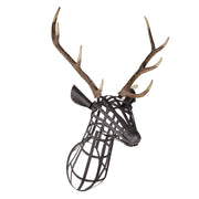 Netted Iron Stag With Polyresin Antlers, Brown and Gray