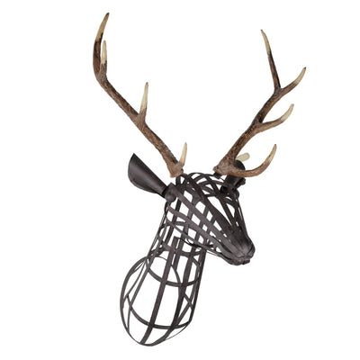 Netted Iron Stag With Polyresin Antlers, Brown and Gray