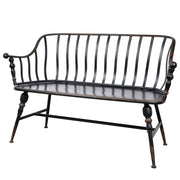 Old Style Iron Settee In Distressed Finish, Black