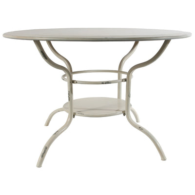 Round Shaped Metal Table With Bottom Space, White