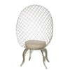 Round Netted Back Metal Accent Chair, Silver