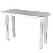 Metal Console Table With Marble Top, White and Clear