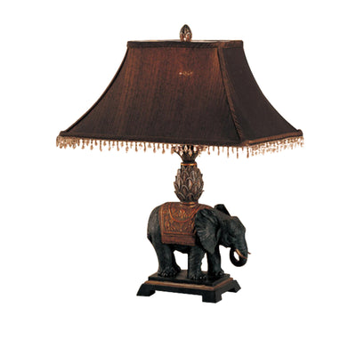 24 Inch Elephant Base Polyresin Table Lamp Set Of 2 Brown