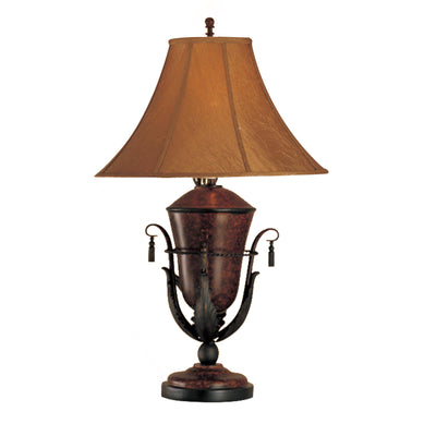 Polyresin Table Lamp With Bell Shaped Base Set Of 2 Brown