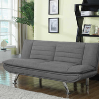 Transitional Wood-Fabric-Metal Sofa Bed With Pillow Top Seat, Gray