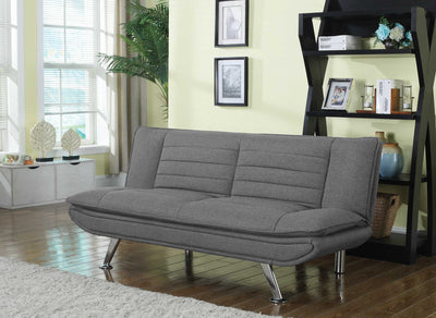 Transitional Wood-Fabric-Metal Sofa Bed With Pillow Top Seat, Gray