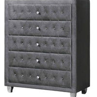 Fabric Upholstered Chest with ButtonTufting, Gray