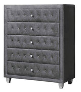 Fabric Upholstered Chest with ButtonTufting, Gray