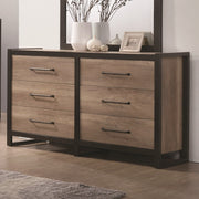 Wood & Metal Dresser, Natural Oak Brown & Black