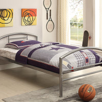 Tube Shaped Metal Twin Size Bed In Silver