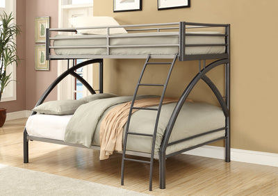 Contemporary Style Metal Twin over Full Bunk Bed , Gunmetal Gray