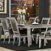 Wooden Dining Table With Extension Leaf, Silver