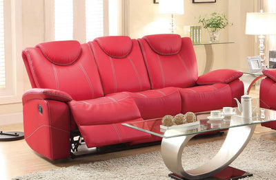 Glider Recliner Sofa With Adjustable Headrest, Red