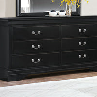 6 Drawer Wooden Dresser In Contemporary Style, Black