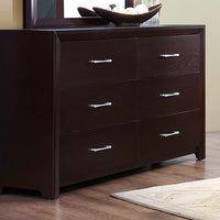 6 Drawer Wooden Dresser With Metal Handle Espresso Brown