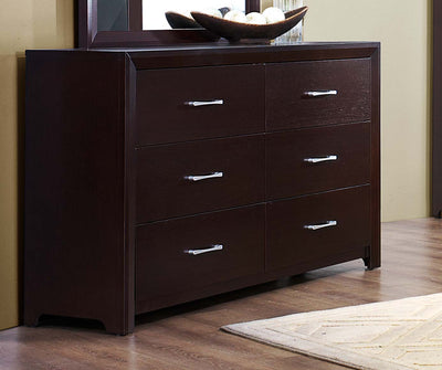 6 Drawer Wooden Dresser With Metal Handle Espresso Brown