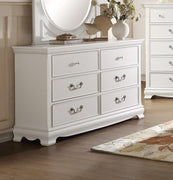 Finely Designed Wooden Dresser With 6 Drawers, White