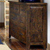 Spacious Wooden Dresser With 7 Drawers, Rustic Burnished Brown